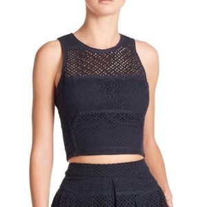 Rebecca Taylor Maise Eyelet Crop Top Shirt